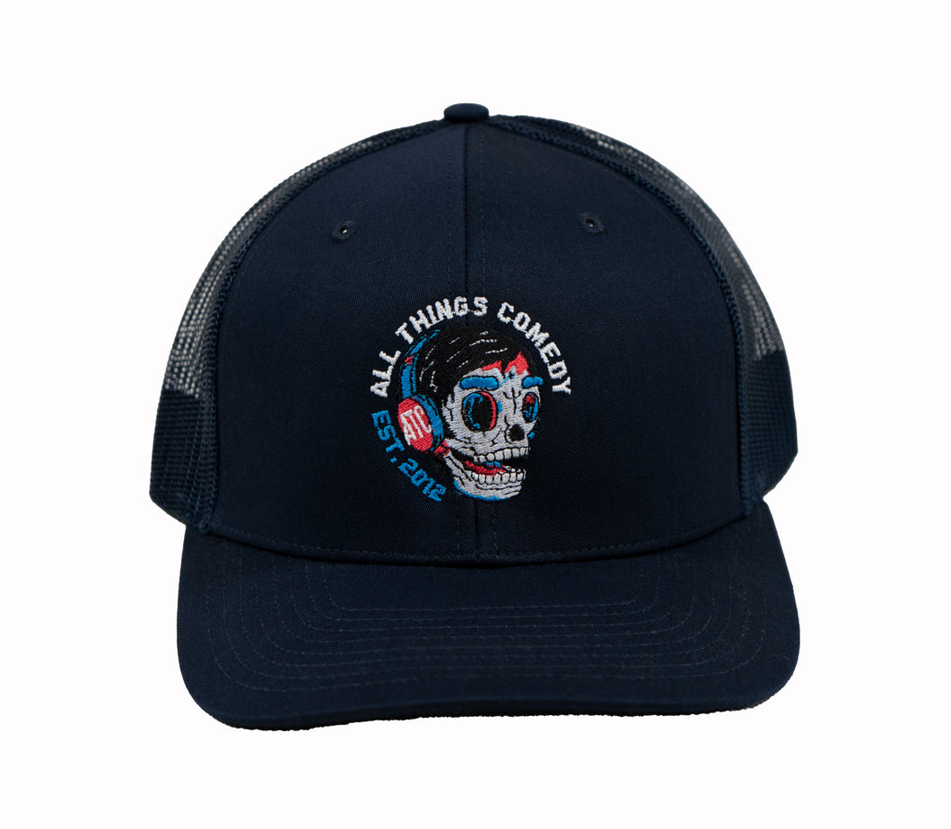 ATC Stitched Skull Blue Hat