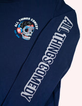 Load image into Gallery viewer, Blue Long Sleeve T with Skull Audio Logo

