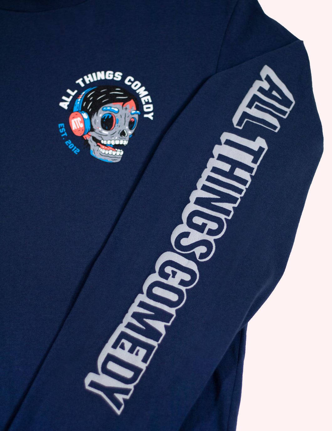Blue Long Sleeve T with Skull Audio Logo